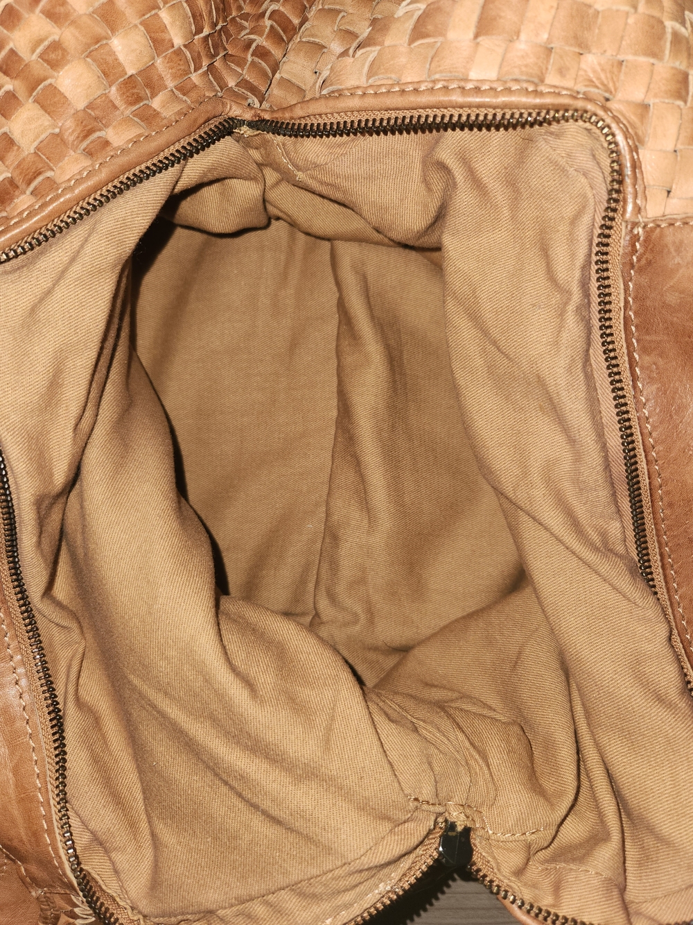 Woven Leather Tote Bag in Tan - Women Bags - Picture 3 of 9